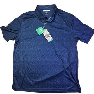 Greg Norman ML75 Play Dry XL Golf‎ Polo Shirt Blue Wave Pattern NWT